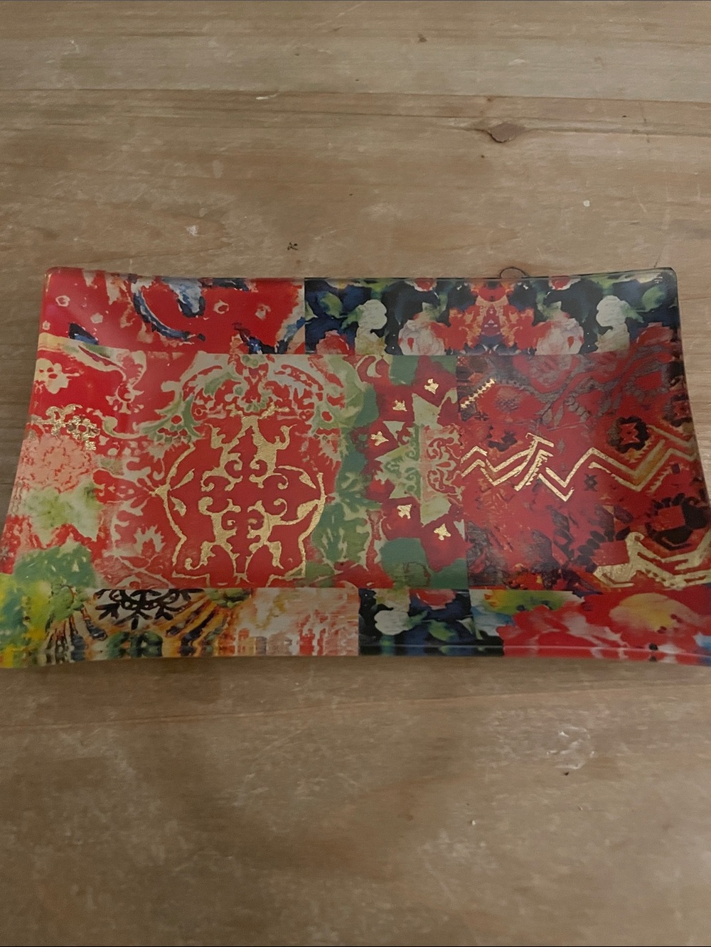 Tracy Porter Decorative Glass Tray in Red, Green, Gold, Blue